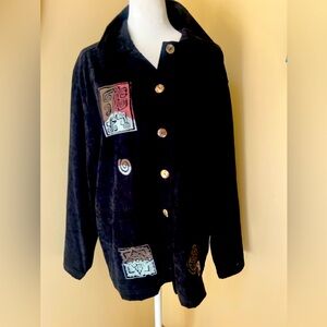 Vintage Country Wear Casuals Black Shirt 🖤 Lonnie Star Hand painted Boho Aztec